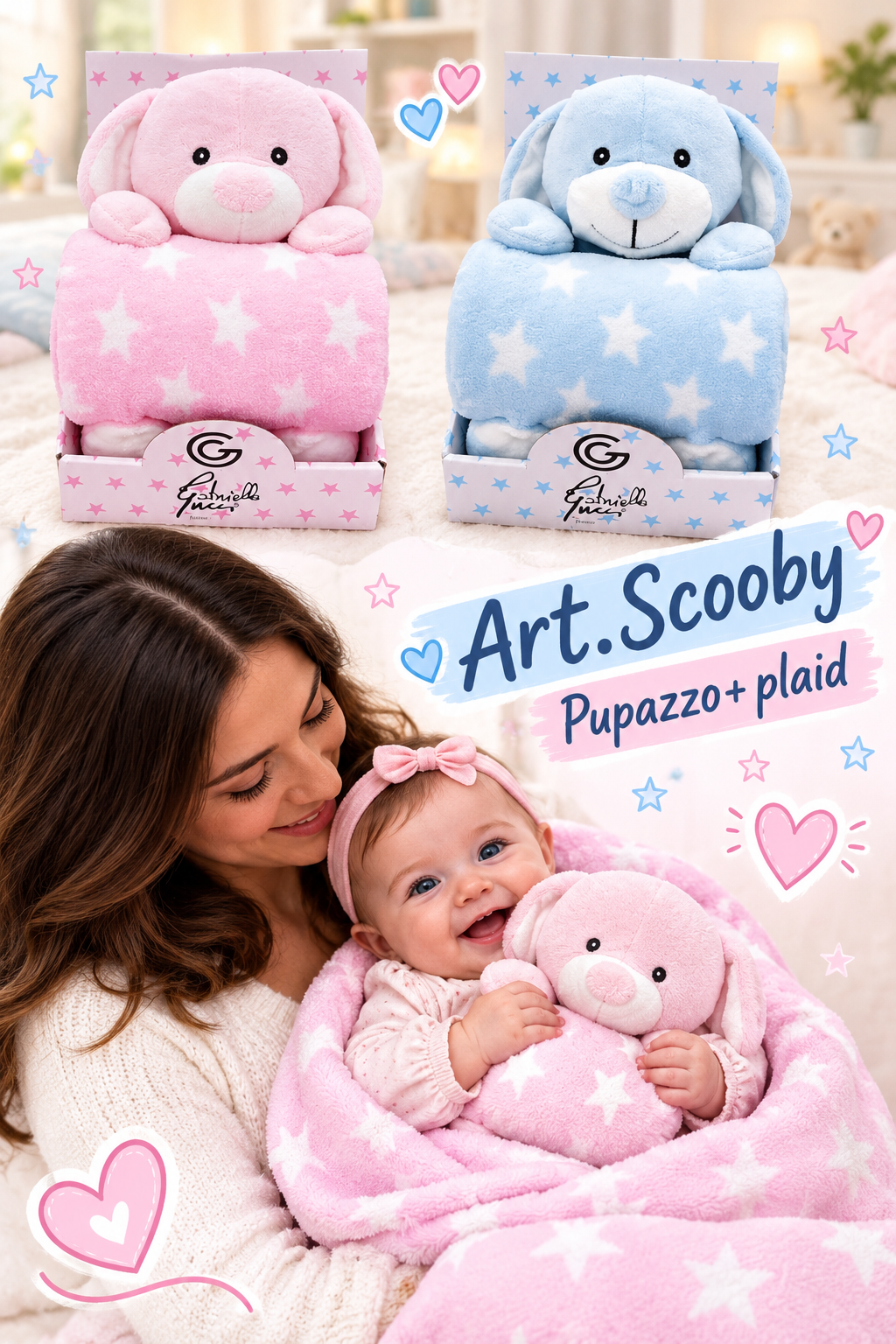 PUPAZZO + PLAID|morbido e soffice per riscaldare i nostri neonati