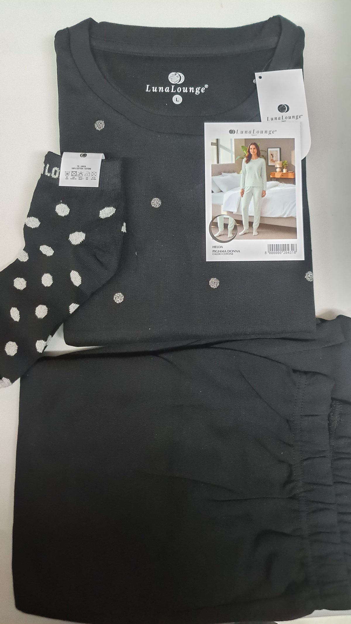 PIGIAMA DONNA + CALZINI art. HELDA | firmato luna longe in caldo cotone