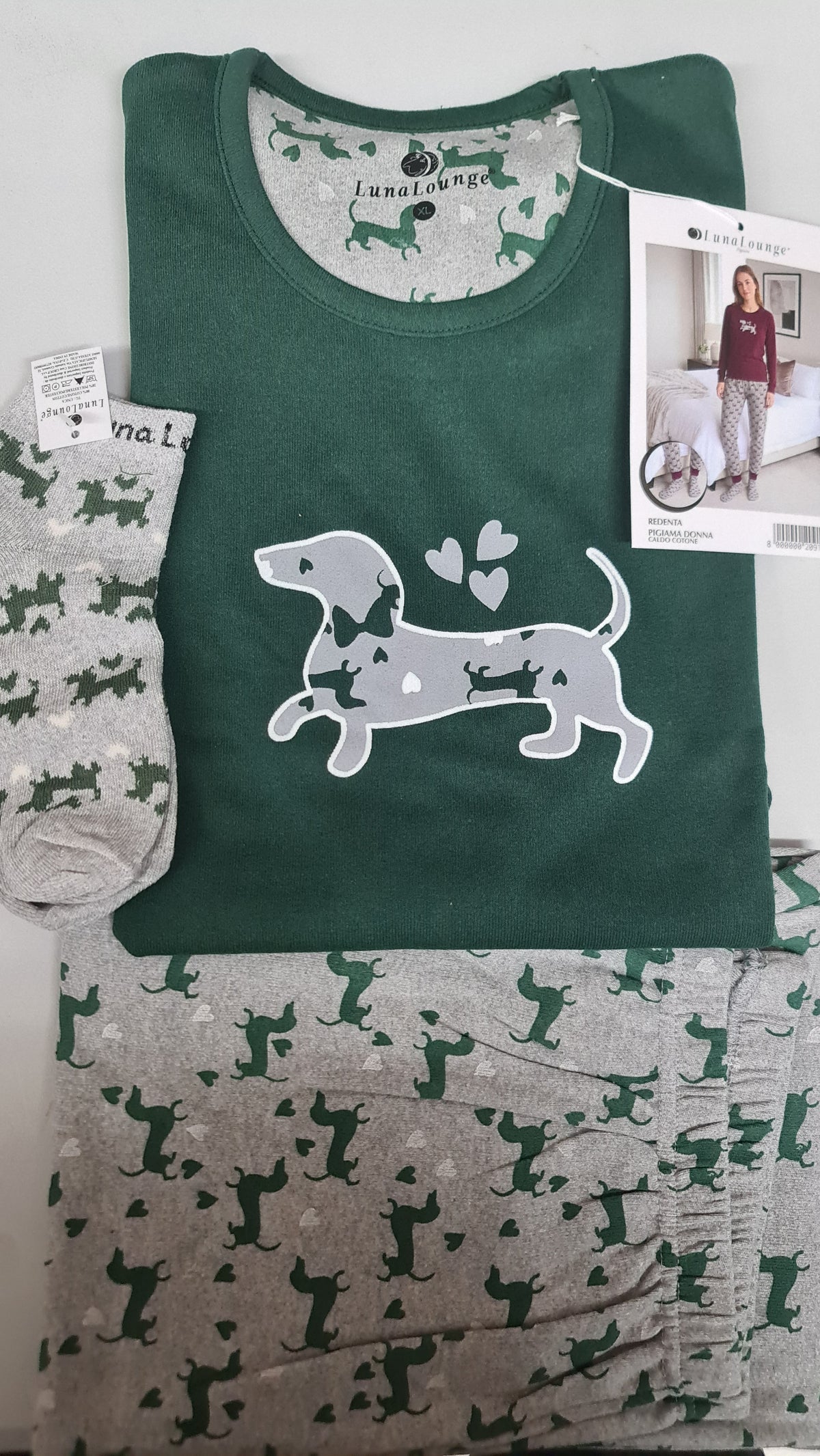 PIGIAMA DONNA + CALZINI art. REDENTA | firmato luna longe in caldo cotone