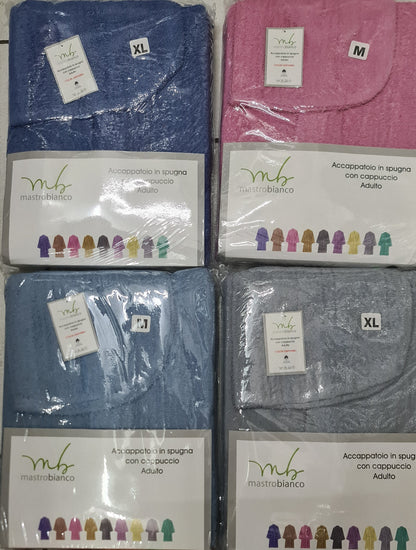 ACCAPPATOIO UNISEX ADULTO IN SPUGNA |con cappuccio di MASTRO BIANCO