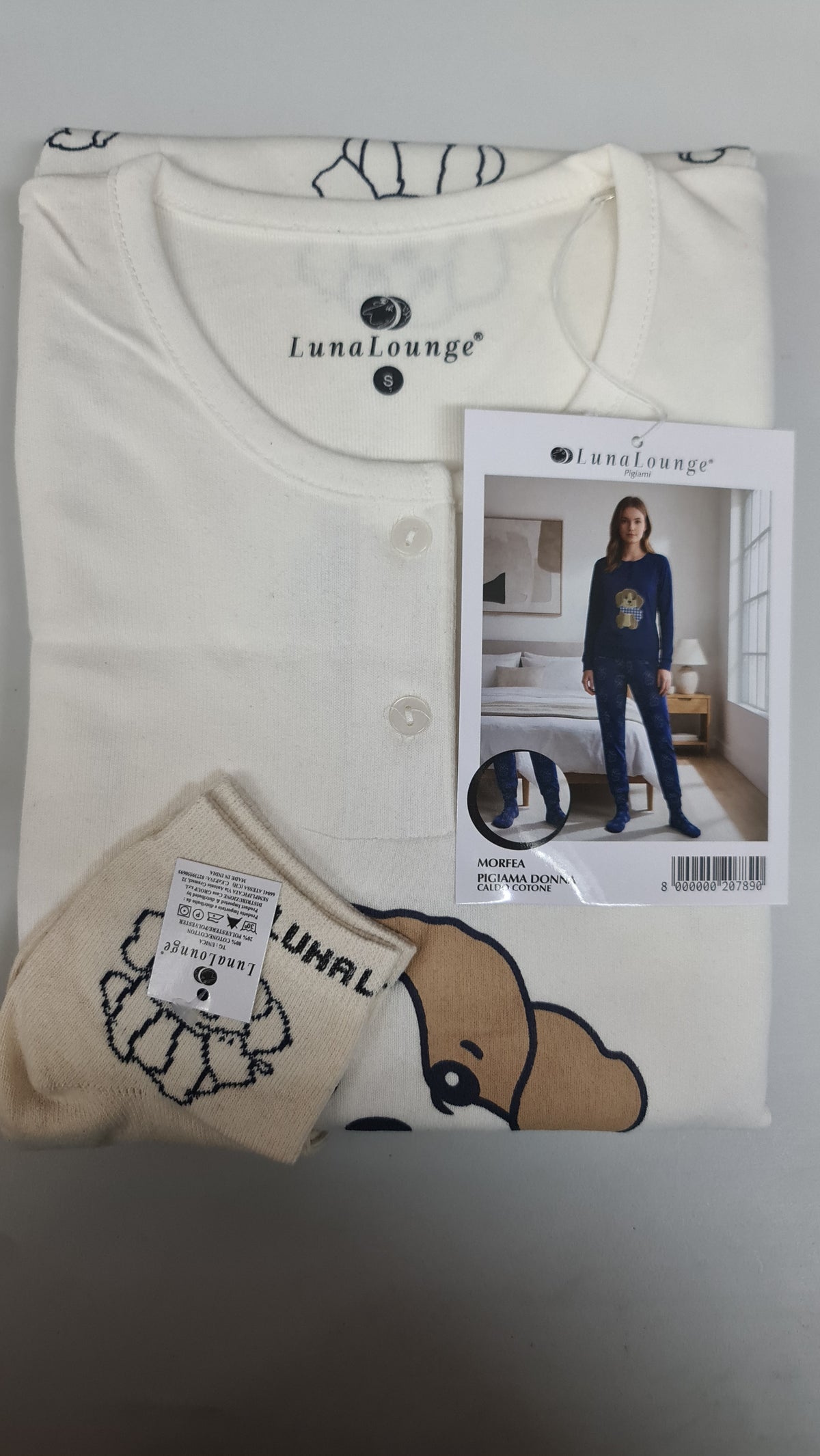 PIGIAMA DONNA + CALZINI art. MORFEA  | firmato luna longe in caldo cotone