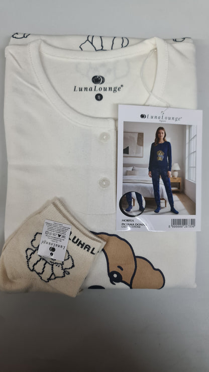 PIGIAMA DONNA + CALZINI art. MORFEA  | firmato luna longe in caldo cotone