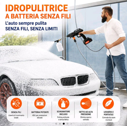 IDROPULITRICE ELETTRICA| ad Alta Pressione portatile con 2 batterie da 48V