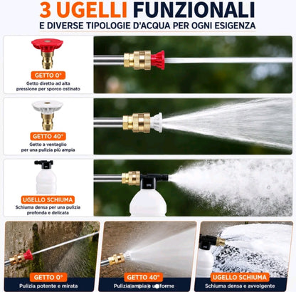IDROPULITRICE ELETTRICA| ad Alta Pressione portatile con 2 batterie da 48V