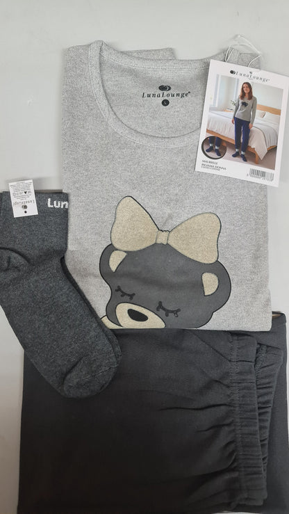 PIGIAMA DONNA + CALZINI art. MAURIELLE | firmato luna longe in caldo cotone