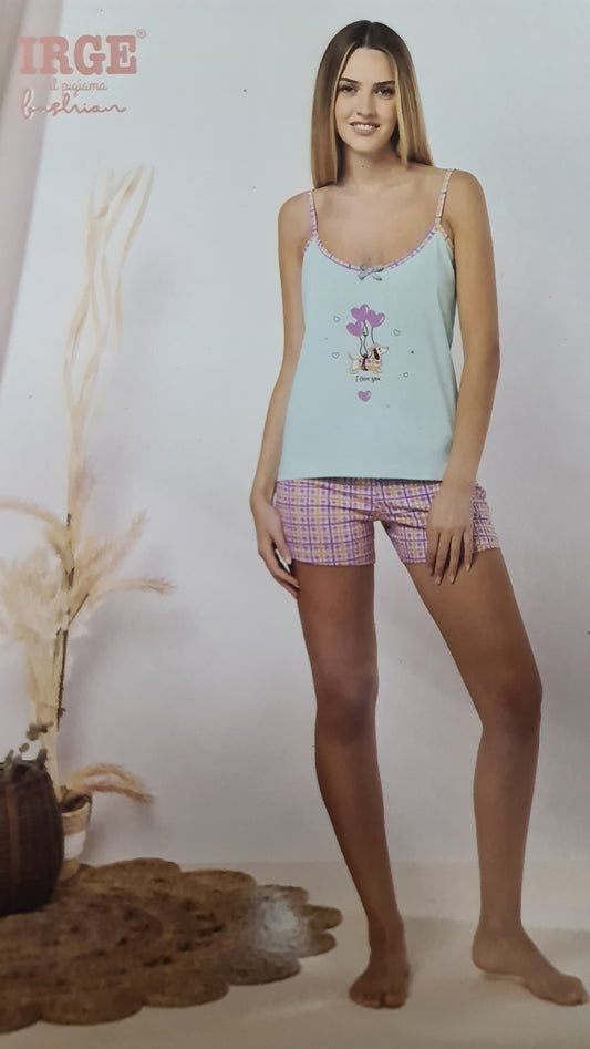 PIGIAMA IRGE DONNA art mic2347 | canotta spalla stretta + pantaloncino in 2 colori