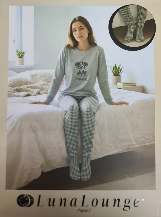 PIGIAMA DONNA + CALZINI art. MARINELLA | firmato luna longe in caldo cotone
