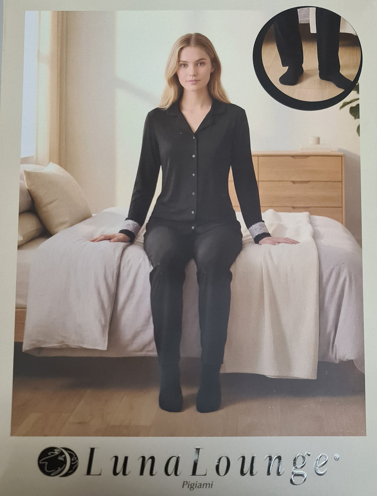 PIGIAMA DONNA + CALZINI art. ORETTA  | firmato luna longe in caldo cotone aperto avanti
