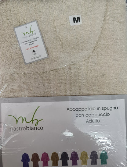 ACCAPPATOIO UNISEX ADULTO IN SPUGNA |con cappuccio di MASTRO BIANCO