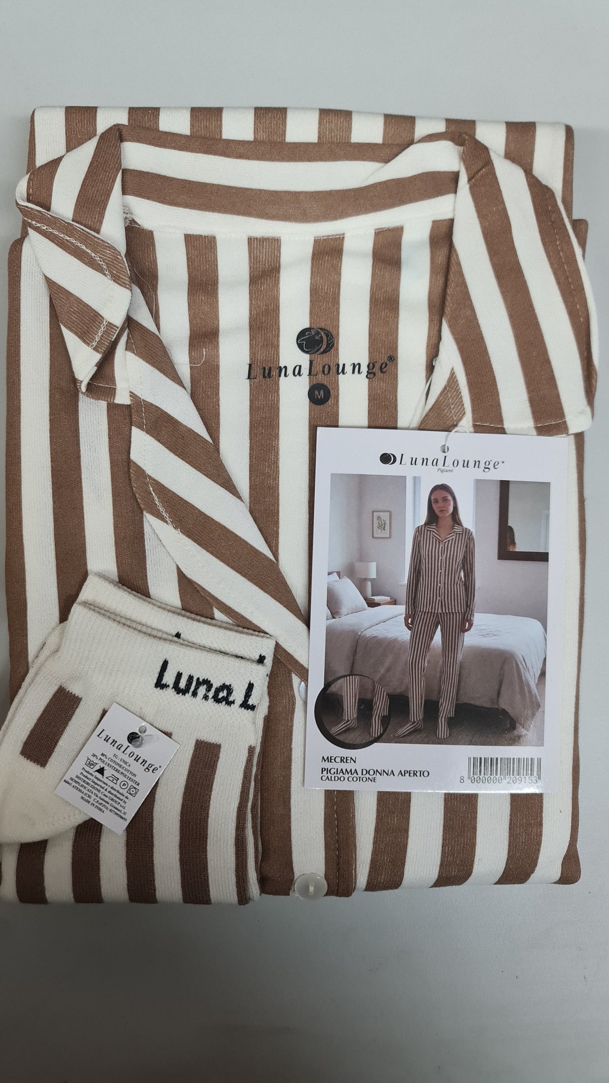 PIGIAMA DONNA + CALZINI art. MECREN | firmato luna longe in caldo cotone aperto avanti