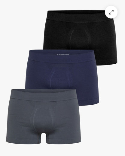 3 BOXER UOMO POMPEA|Seamless in confezione colorata in nero,blu e  grigio