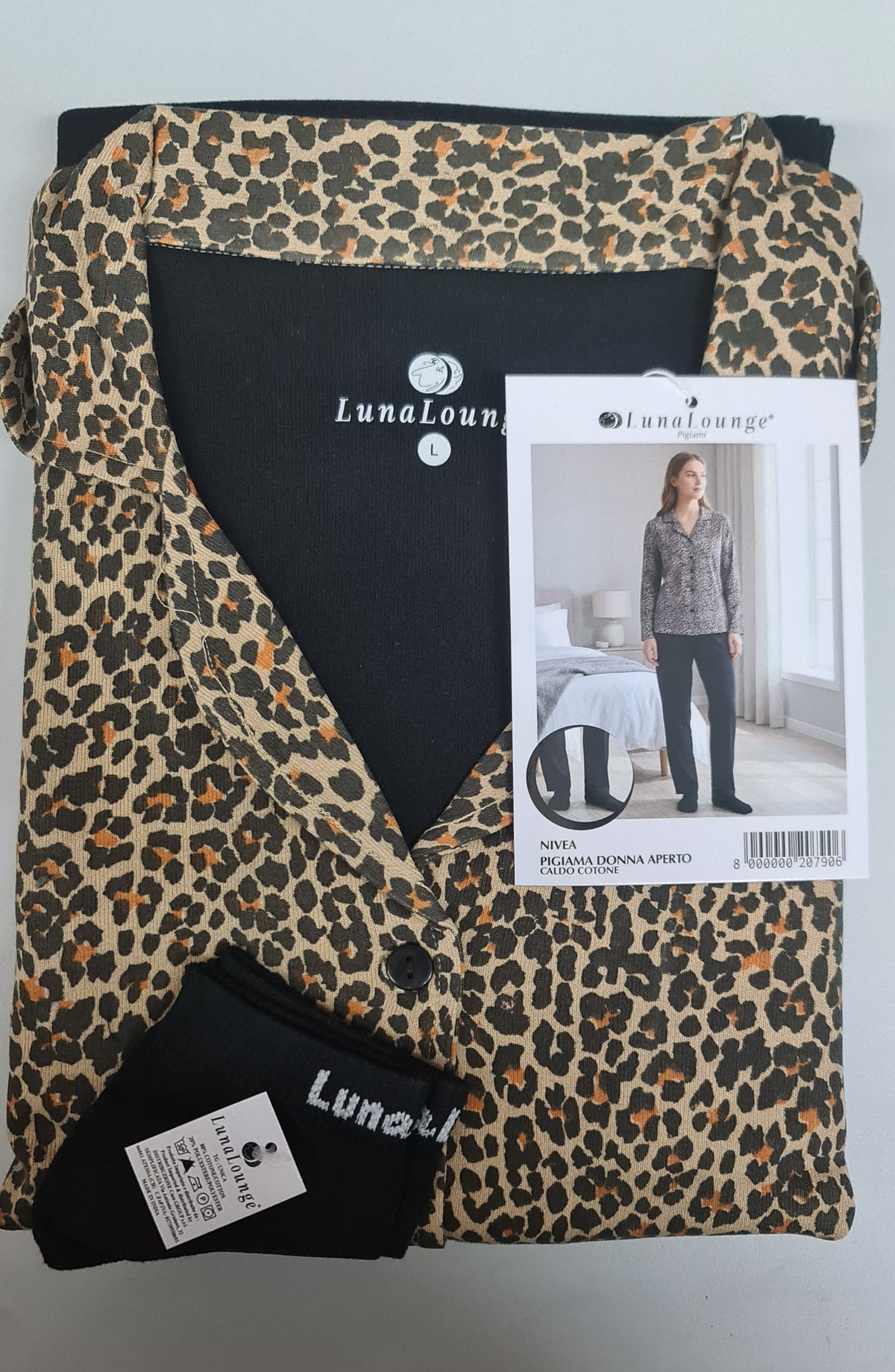 PIGIAMA DONNA + CALZINI art. NIVEA | firmato luna longe in caldo cotone aperto avanti
