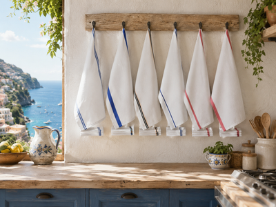 SET 6 STROFINACCI DA CUCINA |in 100%cotone  mastro bianco