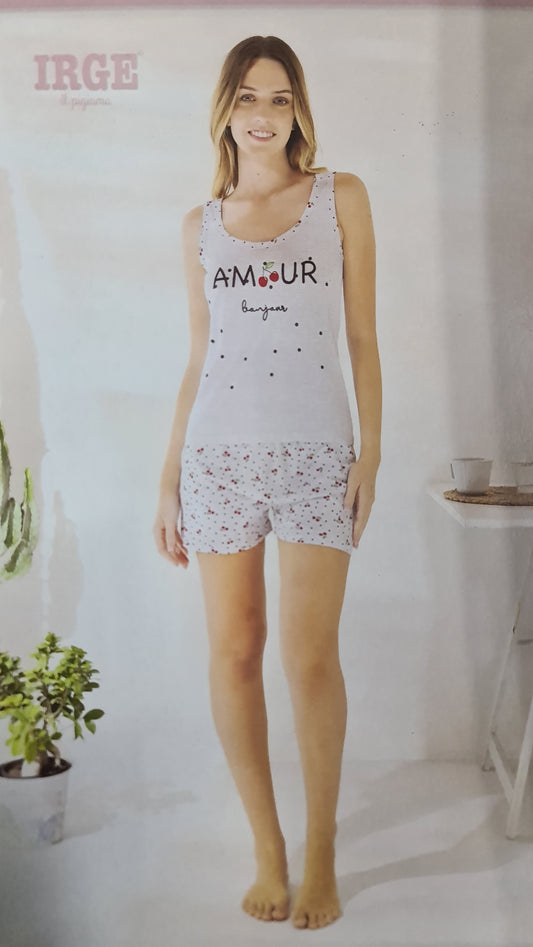 PIGIAMA IRGE DONNA art mic2035 | canotta spalla larga + pantaloncino in 2 colori